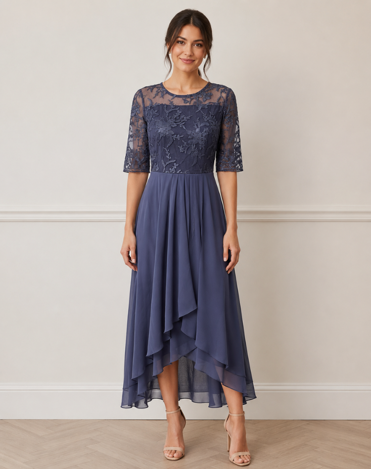 Lace Sleeve Midi Dress