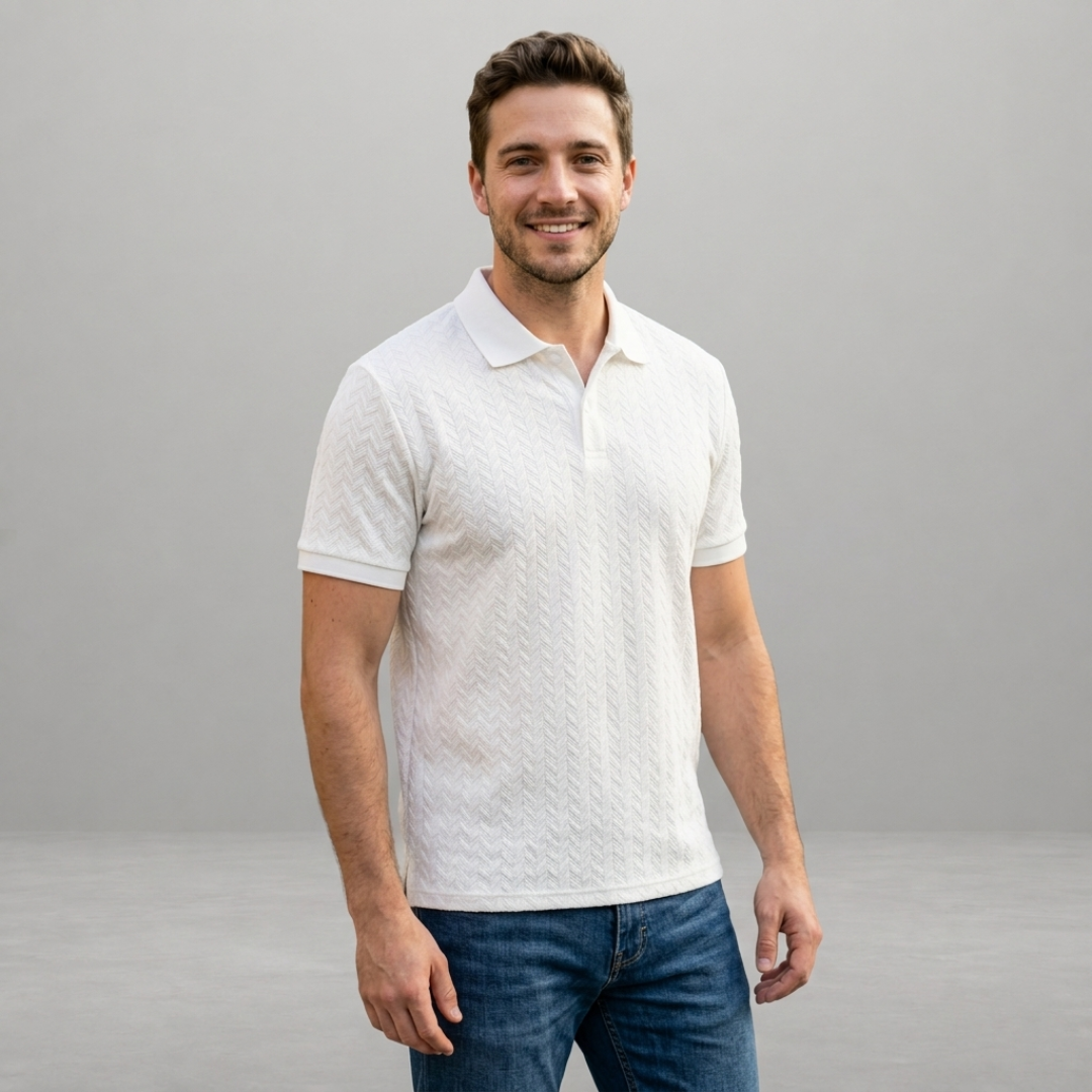 Lorenzo – Textured knit polo for refined everyday sophistication