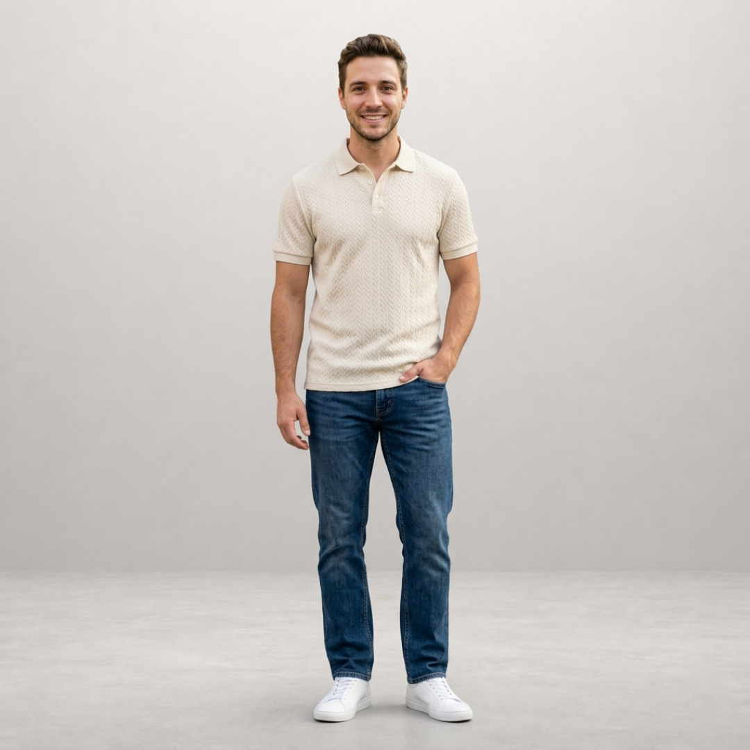 Lorenzo – Textured knit polo for refined everyday sophistication