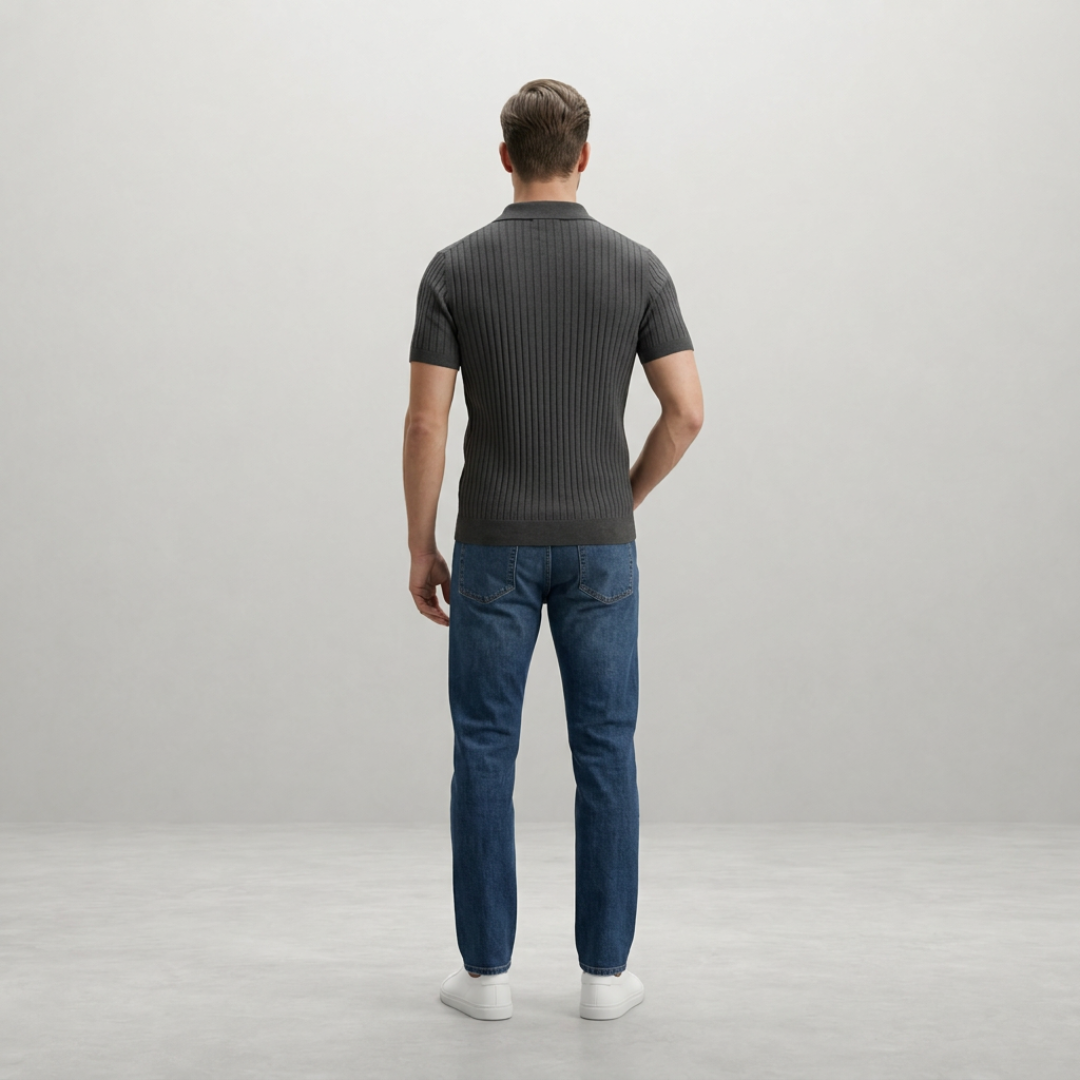 Ethan – Premium ribbed knit polo with refined modern style