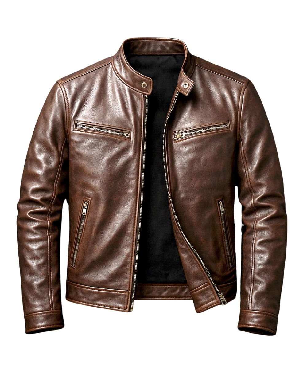 Alton | Brown Leather Jacket Mens Vintage Tailored Fit Durable Classic Style 1
