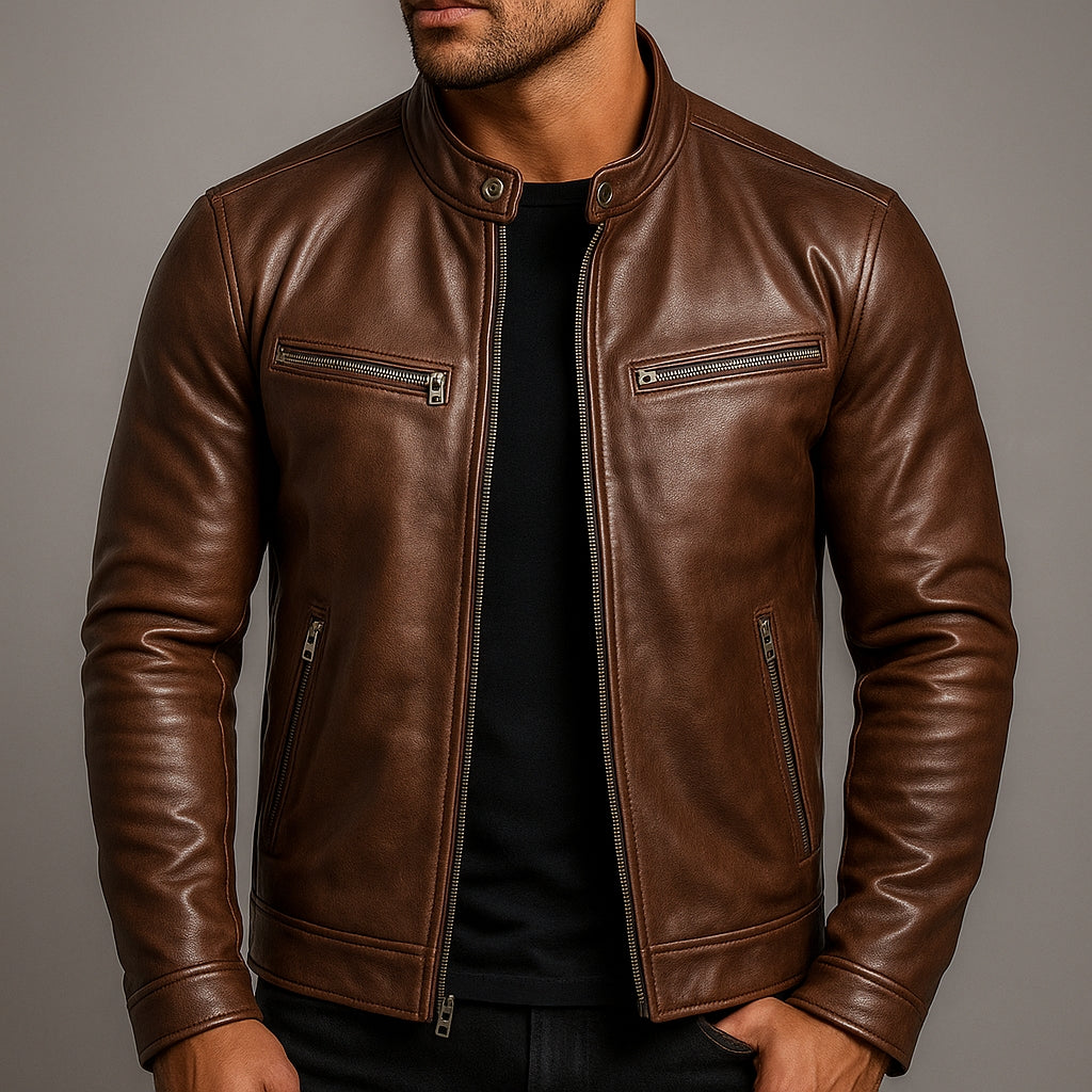 Alton | Brown Leather Jacket Mens Vintage Tailored Fit Durable Classic Style 5