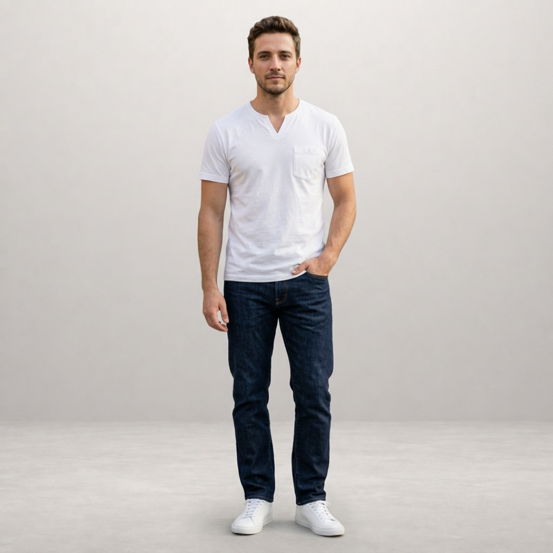 Matteo – Modern notch-neck T-shirt for effortless everyday style