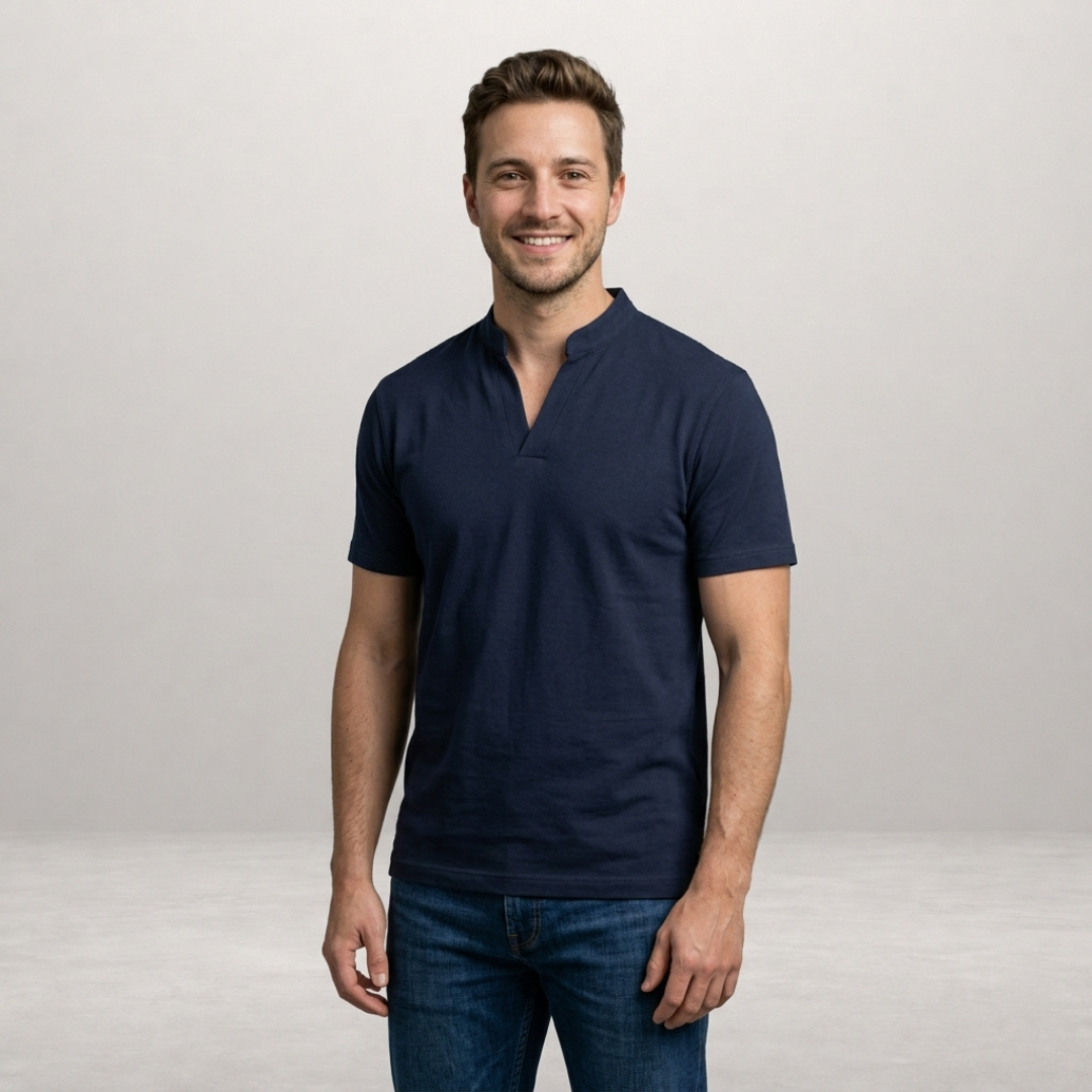 Matteo – Modern notch-neck T-shirt for effortless everyday style