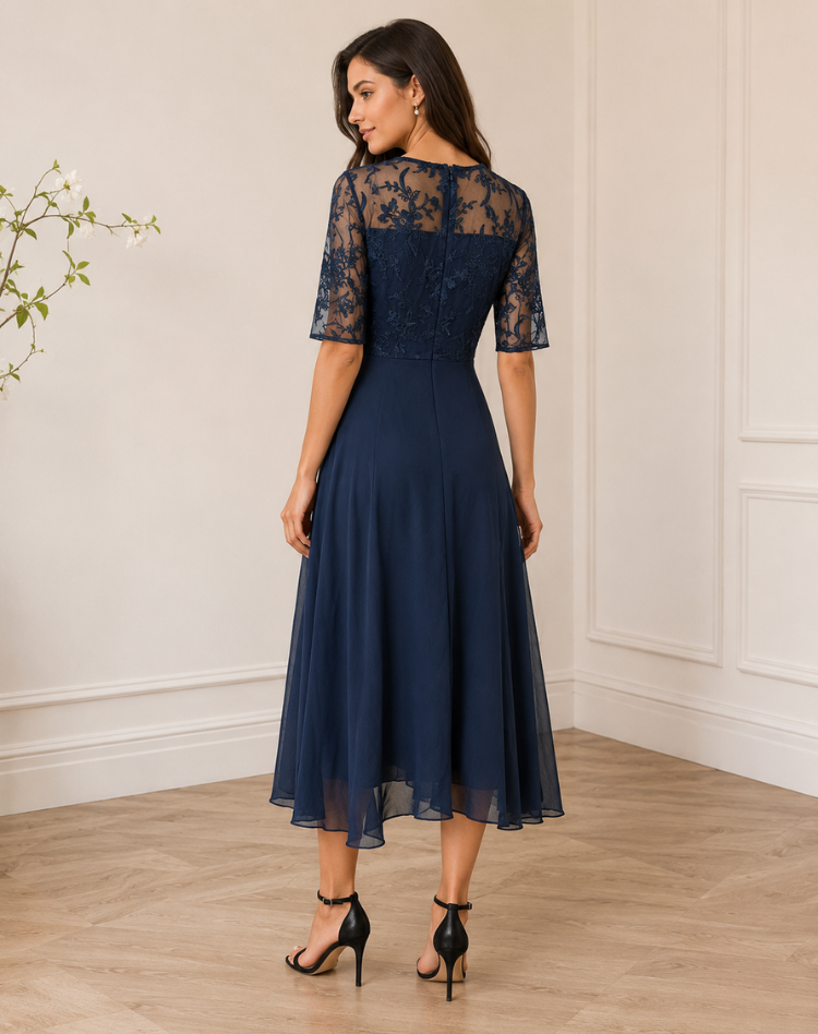 Lace Sleeve Midi Dress
