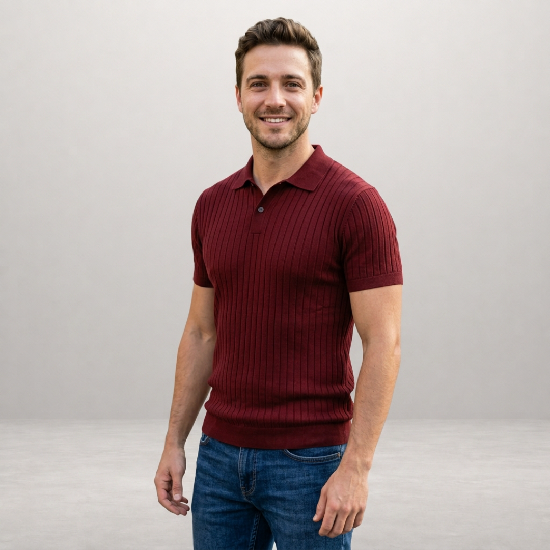 Ethan – Premium ribbed knit polo with refined modern style
