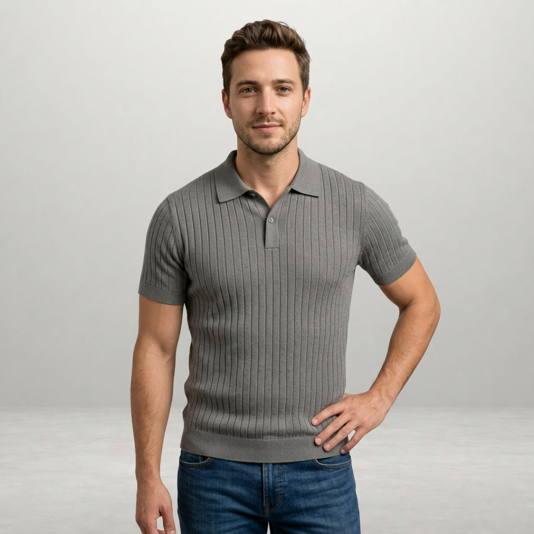 Ethan – Premium ribbed knit polo with refined modern style