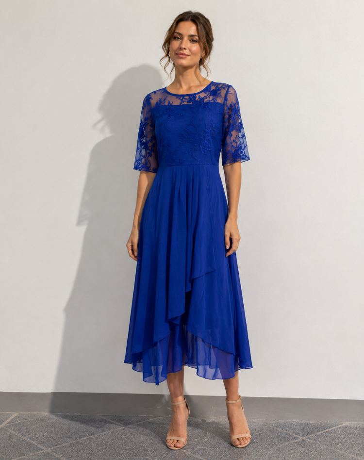 Lace Sleeve Midi Dress